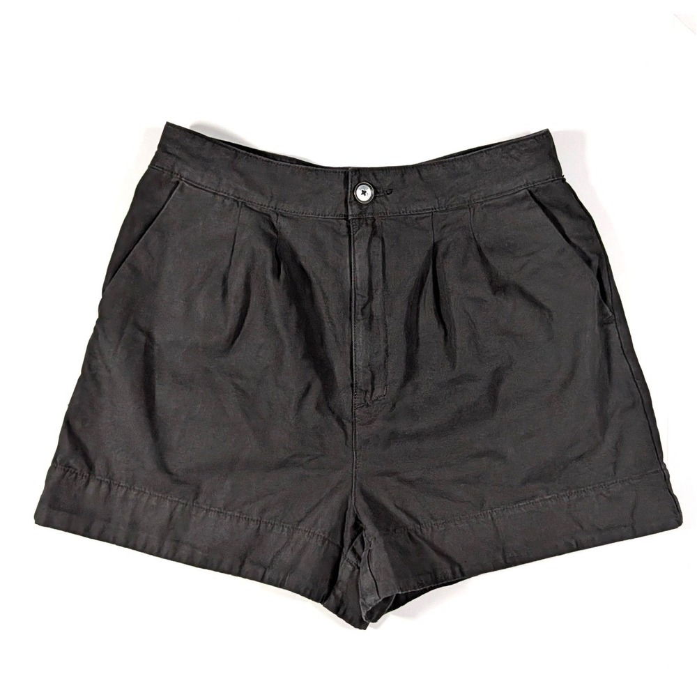 Joie Black Cotton Linen Pleated Shorts Elastic Back Casual Classic Size S